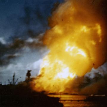 USS Arizona ablaze